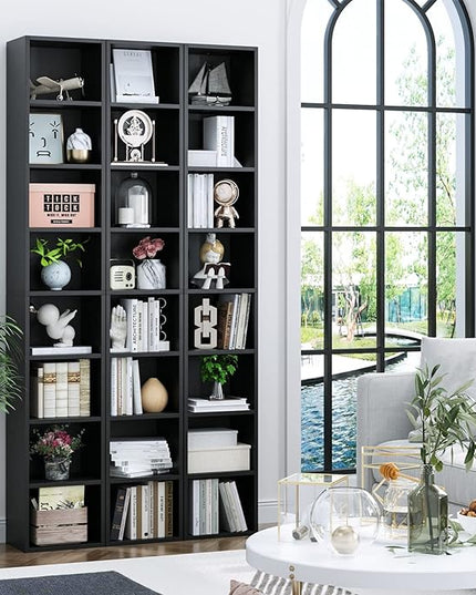 FOTOSOK 8-Tier Media Tower Rack, 11.6 X 9.3 X 70.9 Inches CD DVD Slim Storage Cabinet with Adjustable Shelves, Tall Narrow Bookcase Display Bookshelf for Home Office, Black - LeafyLoom