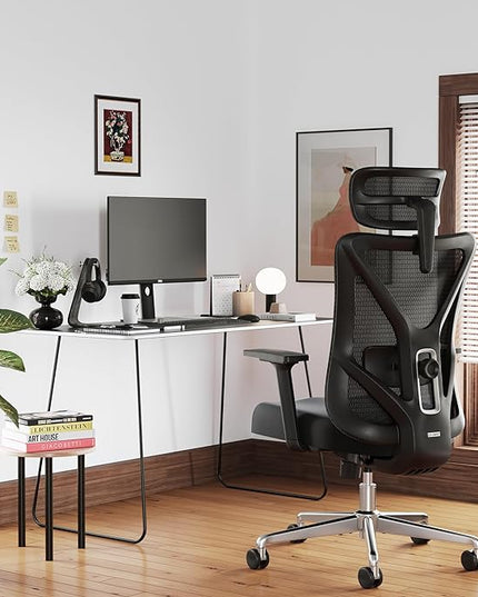 T23 Ergonomic Office Chair,Mesh Computer Desk Chairs with Adjustable Lumbar Support,Headrest,3-D Armrests,Swivel Wheels,Comfortable Home Office Desk Chairs for Long Hours,Rolling Gaming Chair - LeafyLoom