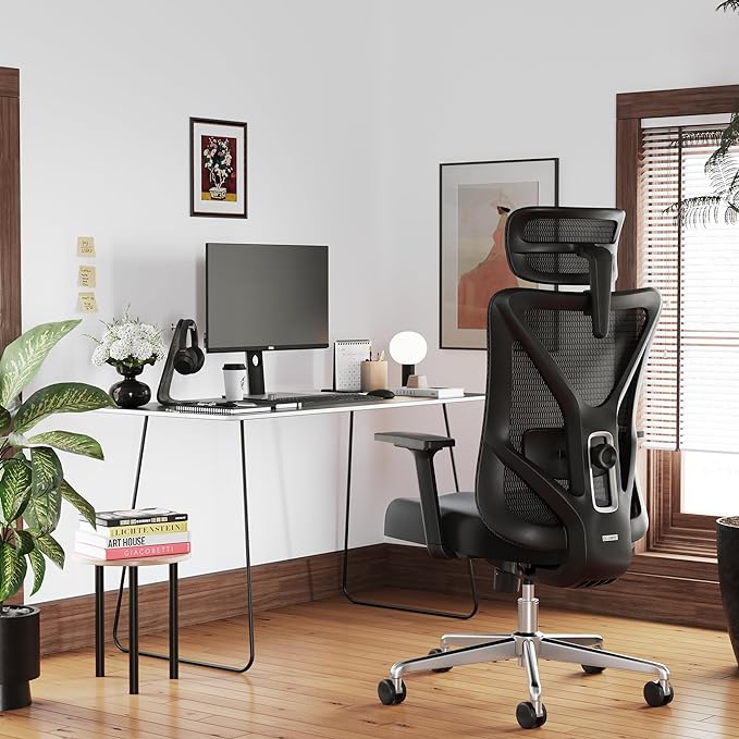 T23 Ergonomic Office Chair,Mesh Computer Desk Chairs with Adjustable Lumbar Support,Headrest,3-D Armrests,Swivel Wheels,Comfortable Home Office Desk Chairs for Long Hours,Rolling Gaming Chair - LeafyLoom