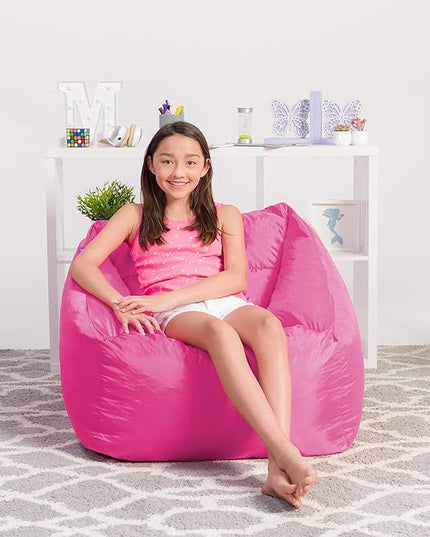 Posh Creations Structured Comfy Seat for Playrooms and Bedrooms, Large Bean Bag Chair, Coronado Chair, Pink - LeafyLoom