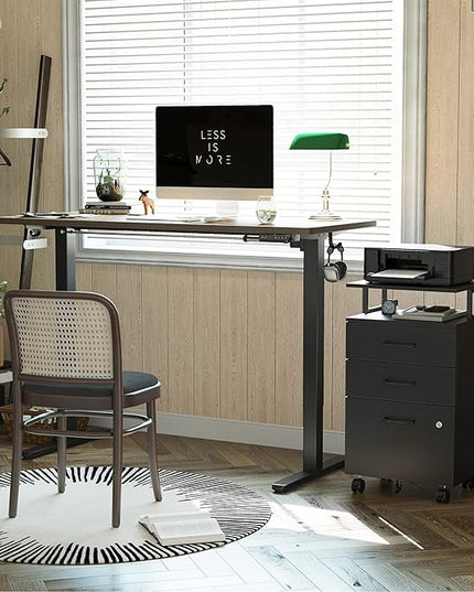 FEZIBO File Cabinet with Lock for Home Office, 3-Drawer Rolling Filing Cabinet, Home Office File Cabinet for A4/Letter/Legal Size, Printer Stand, Wooden Storage Cabinet, Black - LeafyLoom