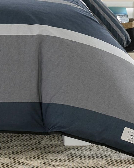 Nautica Comforter Set Cotton Reversible Bedding with Matching Sham, Home Decor for All Seasons, Dorm Room Essentials, Twin, Rendon Charcoal - LeafyLoom