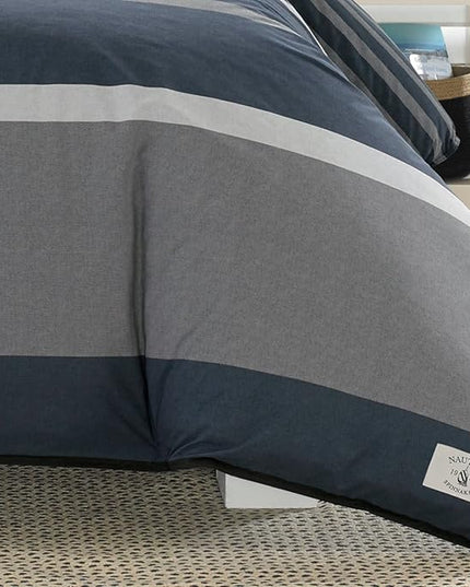 Nautica Comforter Set Cotton Reversible Bedding with Matching Shams, Home Decor for All Seasons, King, Rendon Charcoal/Blue/Grey - LeafyLoom