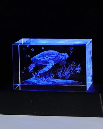 Qianwei 3D Crystals sea turtle decor gifts for women, turtle figurines stuff gifts for turtle lovers sea turtle statue paperweight Birthday for BEST friend, Keepsake&Paperweight - LeafyLoom