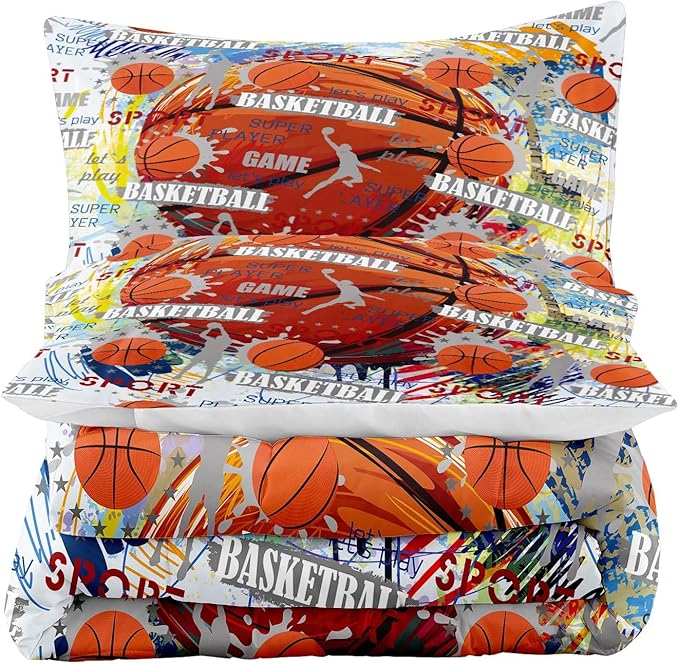 Tailor Shop Basketball Comforter Sets Queen Size, Basketball Bedding Sets for Kids Boys Teens,Sport Comforter Sets with 1 Comforter 2 Pillowcases…… - LeafyLoom