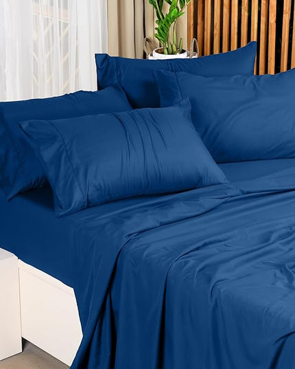 Utopia Bedding King Bed Sheets Set - 4 Piece Bedding - Brushed Microfiber - Shrinkage and Fade Resistant - Easy Care (King, Dusk Blue) - LeafyLoom