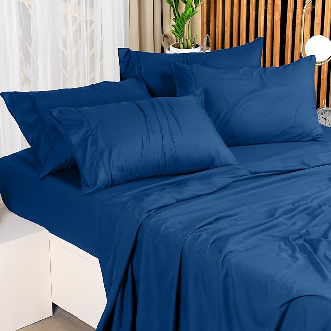 Utopia Bedding King Bed Sheets Set - 4 Piece Bedding - Brushed Microfiber - Shrinkage and Fade Resistant - Easy Care (King, Dusk Blue) - LeafyLoom