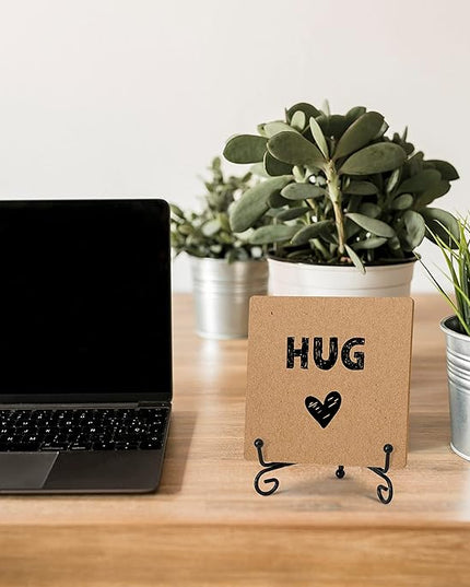 Hug - Home Office Desk Decor Wood Plaque with Stand, Love You Gifts, Thinking of You Gifts for Women Friends Girlfriend Boyfriend Mom Sisters - A03 - LeafyLoom