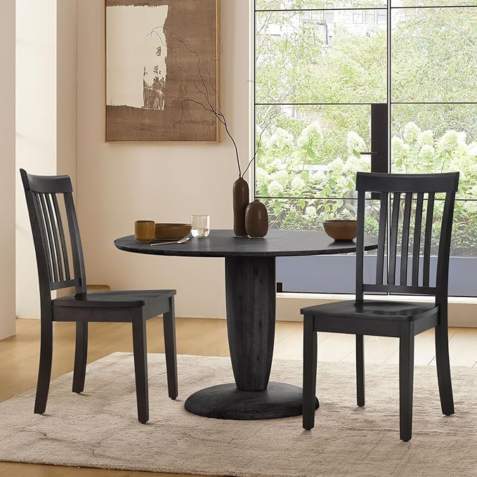COLAMY Wooden Dining Chairs Set of 4, Spindle High Back Windsor Kitchen Side Chair, Farmhouse Dining Chairs for Kitchen and Dining Room, Dark Brown - LeafyLoom