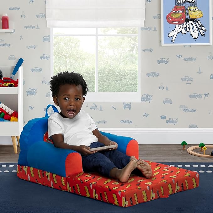 Delta Children Cozee Buddy Flip-Out Kids Chair, Cars - LeafyLoom