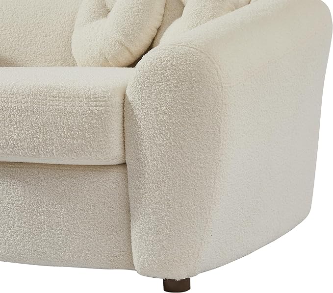 Seater Sofa&Couch Modern Cloud Curved Sofa Comfy Boucle Couch, Luxury 3 Teddy Fabric Upholstered Leisure Deap Seat Sectional Sofá with 5 Decorative Throw Pillows for Living Room, 87.7", Beige-338 - LeafyLoom