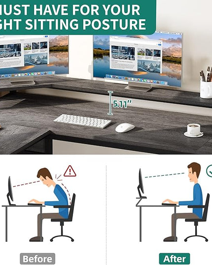 YITAHOME L Shaped Desk with Lift Top, 65" Adjustable Standing Desk with File Drawer, Corner Computer Desk with Storage Shelves,Home Office Desk, Grey - LeafyLoom