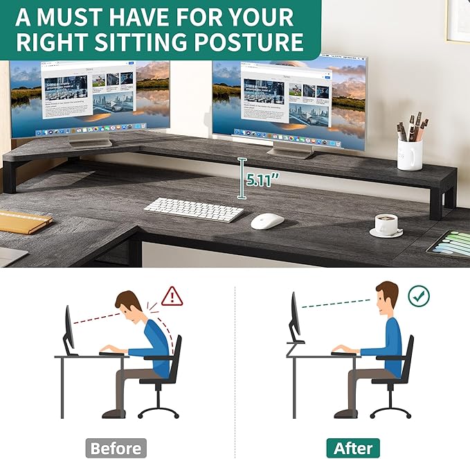 YITAHOME L Shaped Desk with Lift Top, 65" Adjustable Standing Desk with File Drawer, Corner Computer Desk with Storage Shelves,Home Office Desk, Grey - LeafyLoom
