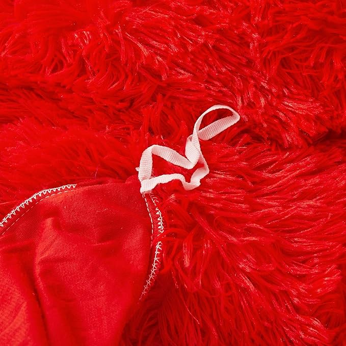 FOPPA Red fluffy Comforter Cover Set king- Ultra Soft fluffy Red Bedding Sets 3 Pieces (1 Duvet Cover + 2 Pillow case) pink fluffy bed set (Red, King) - LeafyLoom
