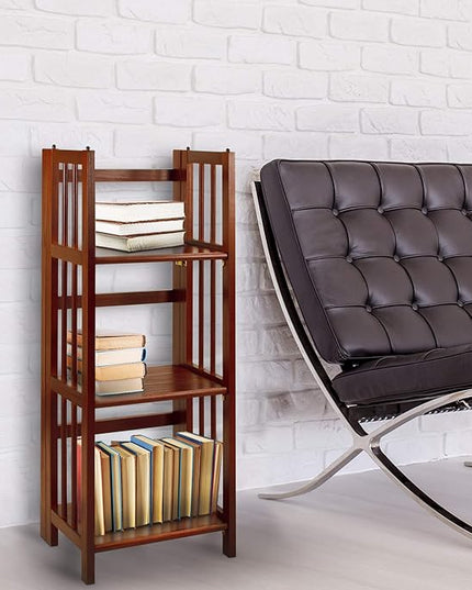 Casual Home 3-Shelf Folding Bookcase (14" Wide)-Walnut - LeafyLoom
