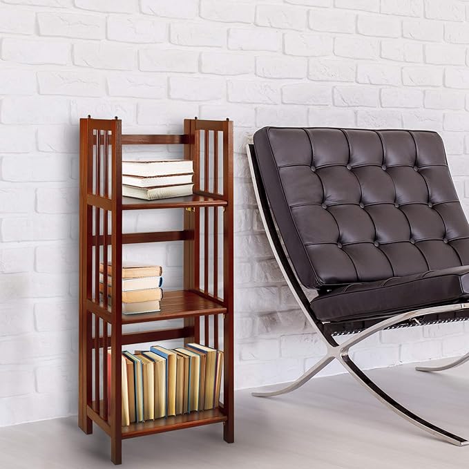 Casual Home 3-Shelf Folding Bookcase (14" Wide)-Walnut - LeafyLoom