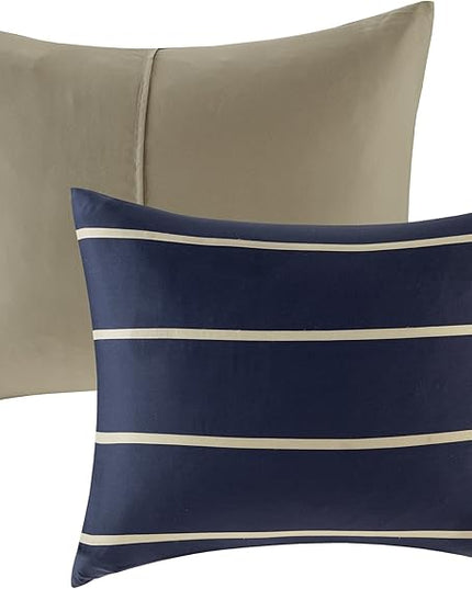 Comfort Spaces Casual Comforter Set Sporty Design, Vibrant Color, Active Lifestyle Boys Bedroom Décor, All Season Soft Microfiber Bedding Set, Decorative Pillow, Sham Blue/White Twin/Twin XL 3 Piece - LeafyLoom