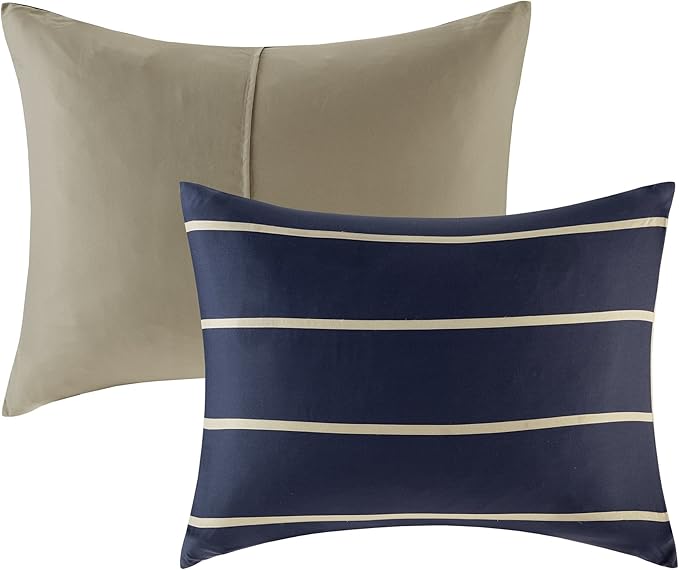Comfort Spaces Casual Comforter Set Sporty Design, Vibrant Color, Active Lifestyle Boys Bedroom Décor, All Season Soft Microfiber Bedding Set, Decorative Pillow, Sham Blue/White Twin/Twin XL 3 Piece - LeafyLoom