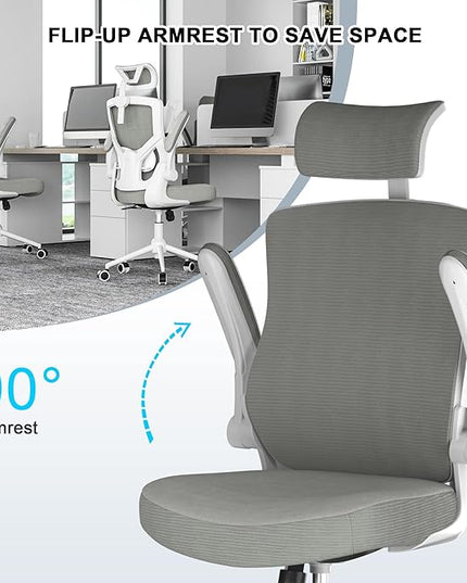 𝑯𝑶𝑴𝑬 𝑶𝑭𝑭𝑰𝑪𝑬 𝑪𝑯𝑨𝑰𝑹, Ergonomic Mesh Desk Chair, High Back Computer Chair- Adjustable Headrest with Flip-Up Arms, Lumbar Support, Swivel Executive Task Chair (Modern, Star Dust) - LeafyLoom