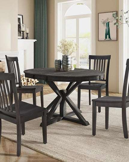 COLAMY Wooden Dining Chairs Set of 4, Spindle High Back Windsor Kitchen Side Chair, Farmhouse Dining Chairs for Kitchen and Dining Room, Dark Brown - LeafyLoom