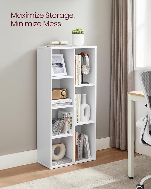 VASAGLE Bookcase, Bookshelf with 7 Compartments, Freestanding Shelves and Cube Organizer, for Display in Living Room, Bedroom, and Home Office, White ULBC27WT - LeafyLoom
