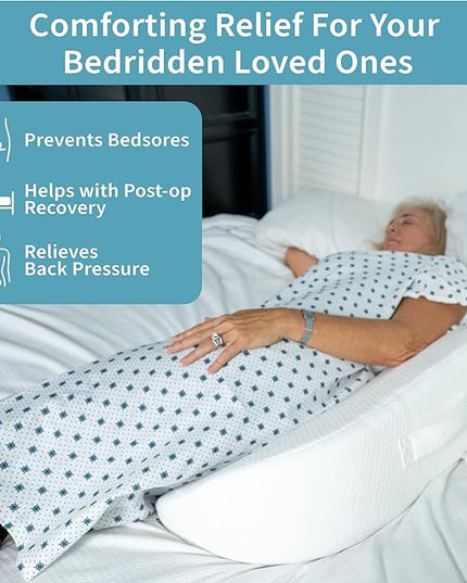 Bedsore Positioning Pillow for Bedsore Prevention and Faster Recovery - Heat Regulating Bed Sore Cushion for Butt Lifting and Easy Positioning - 2X Non-Skid Removable Covers (White) - LeafyLoom