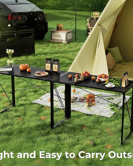 Coavas 39.4 inch Folding Desk No Assembly Required, Writing Computer Desk Space Saving Foldable Table Simple Home Office Desk, Black Wood - LeafyLoom
