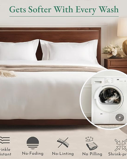 California Design Den King Sheets Cotton, Luxury 600 Thread Count 100% Sateen Bed Sheets Set, Extra Deep Pocket King Sheets, Hotel-Quality Sheets, Better than Egyptian Cotton Sheets, White - LeafyLoom