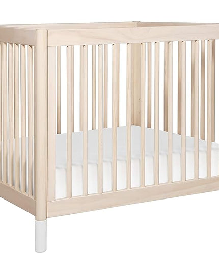 Babyletto Gelato 4-in-1 Convertible Mini Crib in Washed Natural and White, Greenguard Gold Certified - LeafyLoom