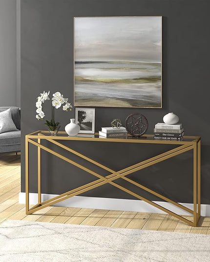Henn&Hart Calix Console Table, 64" Wide - LeafyLoom