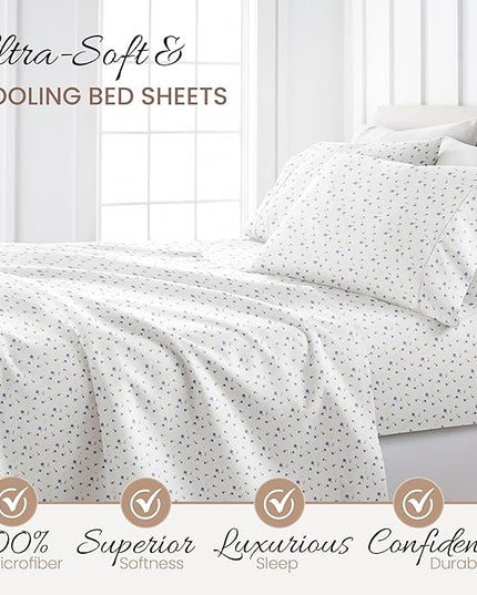 Linen Market 4 Piece Queen Sheet Set (Light Blue Floral) - Sleep Better Than Ever with These Ultra-Soft & Cooling Bed Sheets for Your Queen Size Bed - Deep Pocket Fits 16" Mattress - LeafyLoom