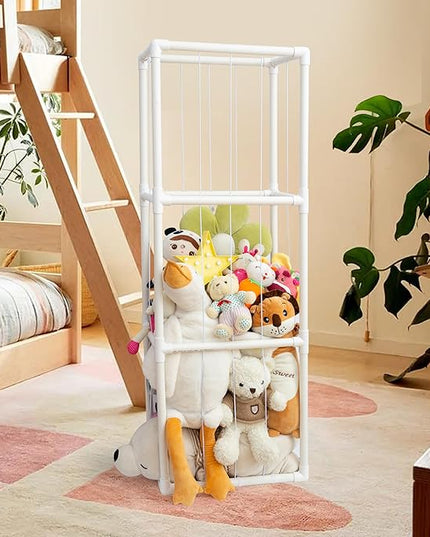 X-Large Stuffed Animal Zoo Storage Holder Stuffed Animal Storage Display Ideas PVC Plush with Bottom Net Toy Organizer Shelf Zoo Storage Cage for Doll Room Gift Play Room Nursery - LeafyLoom