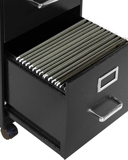 OSP Home Furnishings 2 Drawer Mobile Locking Metal File Cabinet, Black - LeafyLoom