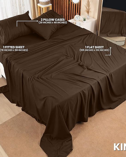 Utopia Bedding King Bed Sheets Set - 4 Piece Bedding - Brushed Microfiber - Shrinkage and Fade Resistant - Easy Care (King, Brown) - LeafyLoom