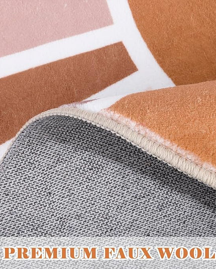 Topotdor Sun Rainbow Area Rug 3 x 5ft Boho Kids Nursery Rug, Colorful Washable Area Rug Ultra Soft Circle Classroom Rug Non-Slip for Bedroom Living Room Playroom Decor, Orange - LeafyLoom