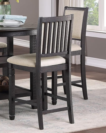 NicBex Dining Table Set for 4 Kitchen & Dining Room Tables 5Pc Counter Height Dining Set Table with Built-in Shelves and 4X Counter Height Chairs for Small Space, Black - LeafyLoom
