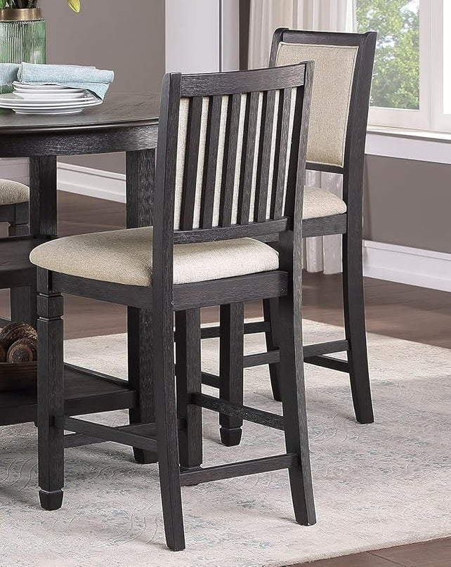 NicBex Dining Table Set for 4 Kitchen & Dining Room Tables 5Pc Counter Height Dining Set Table with Built-in Shelves and 4X Counter Height Chairs for Small Space, Black - LeafyLoom