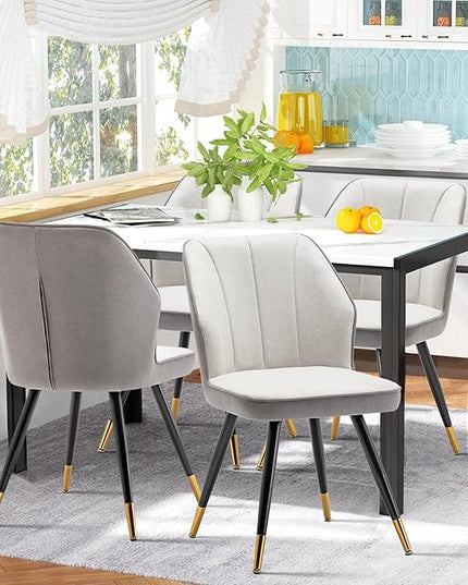 Dining Chairs Set of 2, Modern Armless Upholstered Dining Chairs for Kitchen Dining Room Desk Chair Accent Side Chairs with Metal Legs Gray Fabric - LeafyLoom