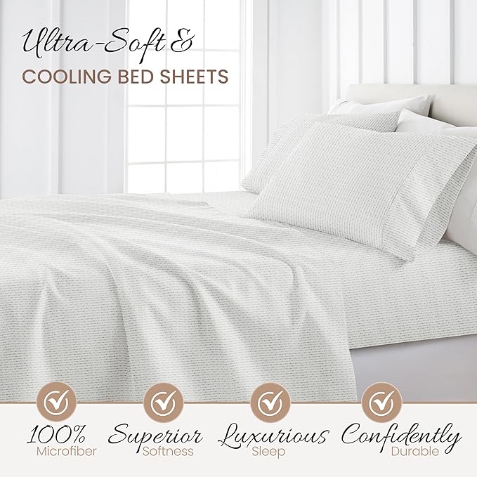 Linen Market 3 Piece Twin Bedding Sheet Set (Light Gray Arrows) - Sleep Better Than Ever with These Ultra-Soft & Cooling Bed Sheets for Your Twin Size Bed - Deep Pocket Fits 16" Mattress - LeafyLoom