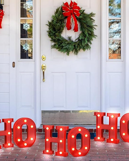 VIHOSE Christmas LED Letter Lights Sign Table Decoration Christmas Light up Letters Battery Powered Letter for Home Bar Christmas Party Bedroom Tabletop Decoration Gift(Ho Ho Ho) VIHOSE