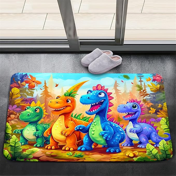 Dinosaur Rug for Boys Room - Colorful Cute Dino Rug for Room Kids Carpet for Bedroom Boys Bedroom Rug Cartoon Dinosaur Rug Cute Dinosaur Rugs for Boys Bedroom,2'×3' - LeafyLoom