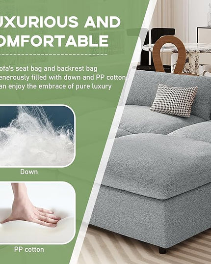 152" Oversized Modular U-Shape, Filled Upholstered Sectional Set with 2 Large Removable Ottomans Customizable Sleeper Chaise Lounge,Sofas & Couches(6-Seater), Light Gray - LeafyLoom