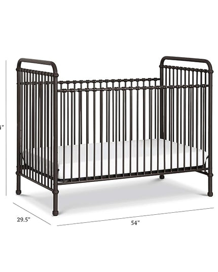 Namesake Abigail 3-in-1 Convertible Metal Crib in Vintage Iron, Greenguard Gold Certified - LeafyLoom
