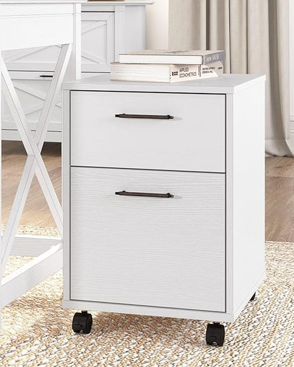 Bush Furniture Key West 2 Drawer Mobile File Cabinet, Rolling File Cabinet for Home Office - LeafyLoom