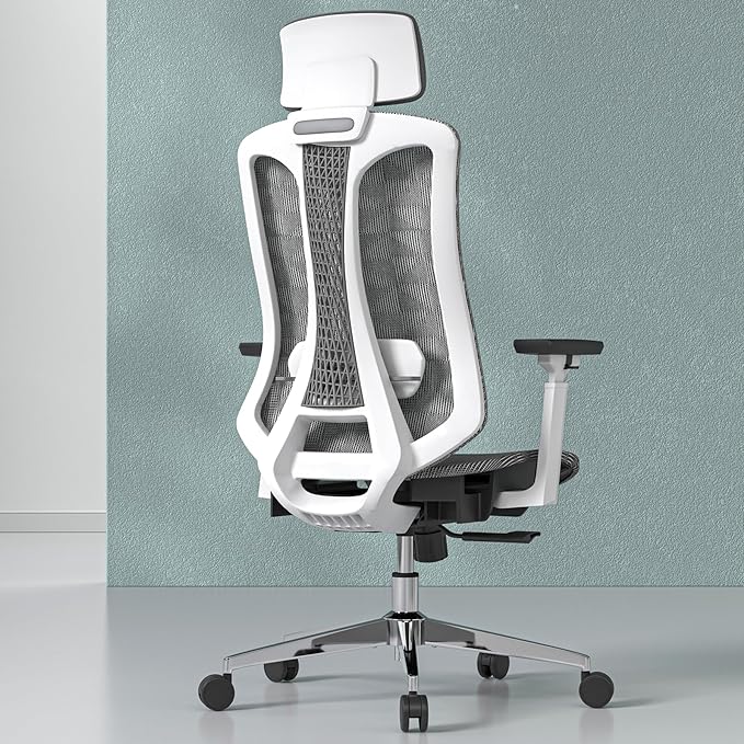 Ergonomic Mesh Office Chair, Computer Desk Chair with 3D Armrests, Adjustable Lumbar Cushion & Adjustable Headrest, High Back Home desk Chair with Tilt Function, Mesh Backrest & Seat - LeafyLoom