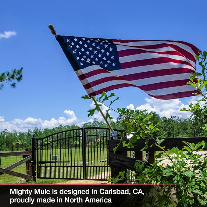 Mighty Mule Gate Opener, Solar and Smart Ready, Heavy Duty Automatic Gate Opener, Gates up to 18ft or 850lb Per Gate Leaf, Dual Gate Opener, MM572W MightyMule