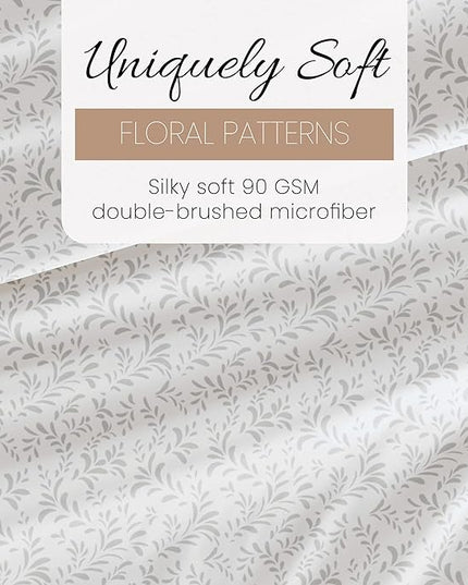 Linen Market 4 Piece Full Bedding Sheet Set (Gray Vines) - Sleep Better Than Ever with These Ultra-Soft & Cooling Bed Sheets for Your Full Size Bed - Deep Pocket Fits 16" Mattress - LeafyLoom