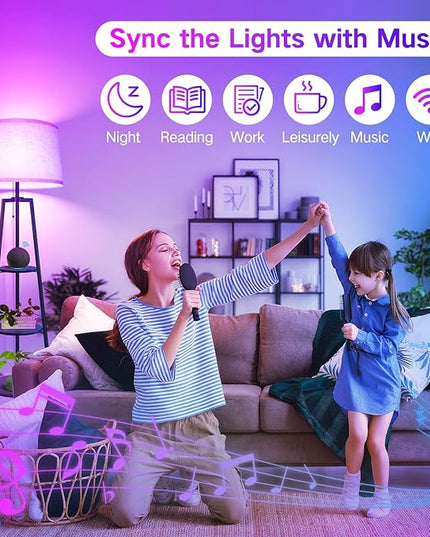OUTON Tripod Floor Lamp with Shelves, Smart RGB Shelf Floor Lamp with WiFi APP Remote Control, Works with Alexa Google Home Voice Control, Modern LED Tall Standing Lamp for Living Room Bedroom Office - LeafyLoom