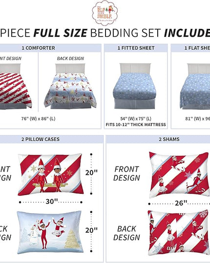 Franco Kids Bedding Soft Comforter and Sheet Set with Sham, 7 Piece Full Size, Elf on the Shelf - LeafyLoom