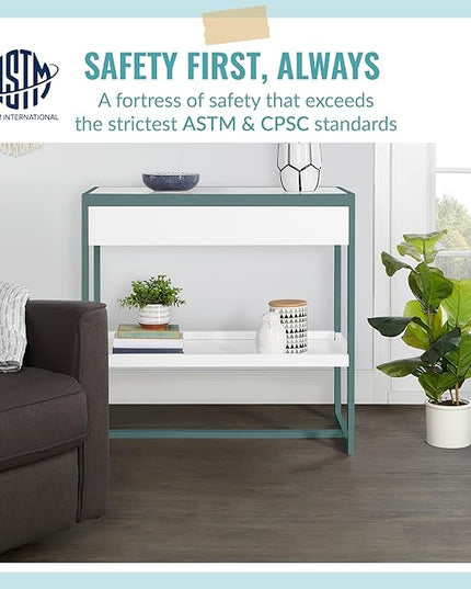 Arlo Changing Table in Jungle Green, Made of Solid New Zealand Pinewood, Non-Toxic Finish, Comes with Water Resistant Mattress Pad & Safety Strap - LeafyLoom